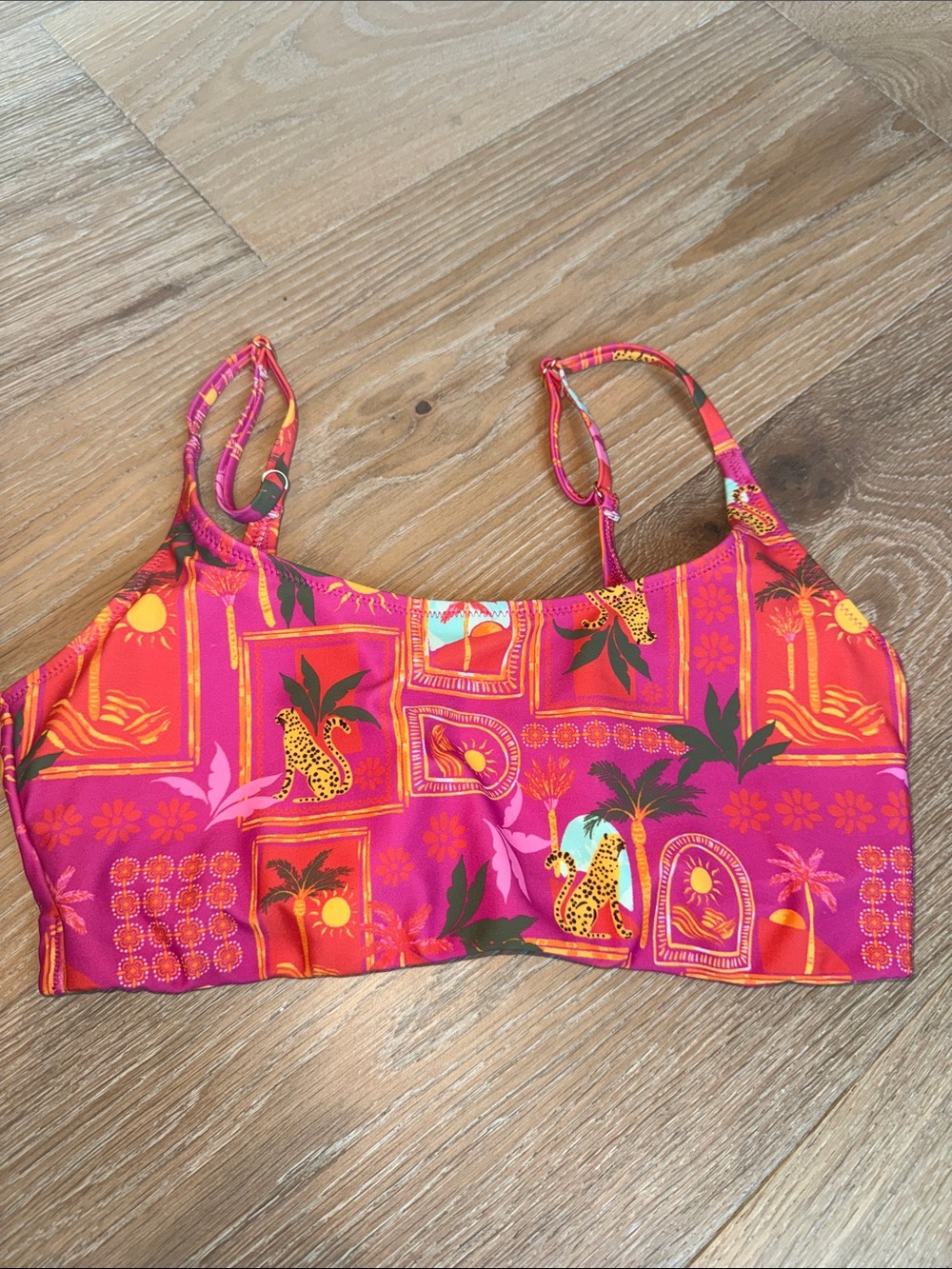 Old Navy Pink and Orange Tropical Print Bikini Top